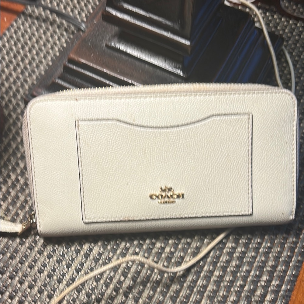 Coach Ivory Leather Zip-Around Wallet